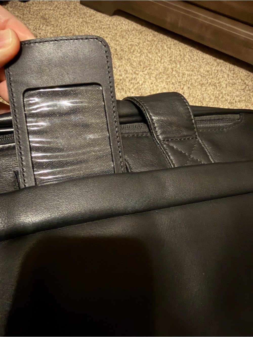 Briggs & Riley Black Leather Briefcase with Shoulder Strap - Picture 10 of 10